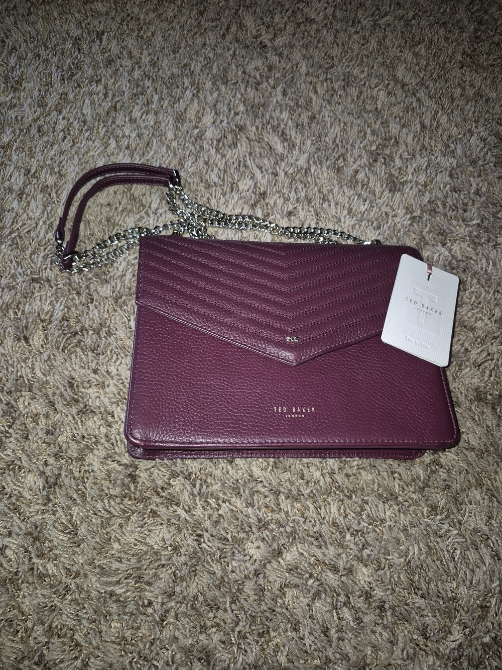 Ted Baker Plum Quilted Leather Crossbody Bag  NWT